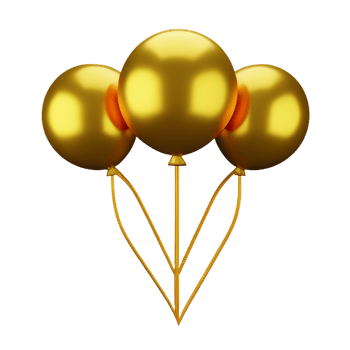 gold balloons 3d rendering icon illustration png