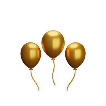 gold balloons 3d rendering icon illustration png