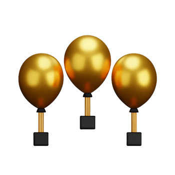 gold balloons 3d rendering icon illustration png
