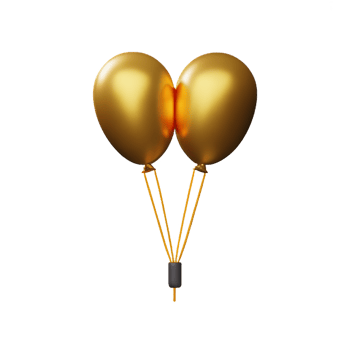 gold balloons 3d rendering icon illustration png