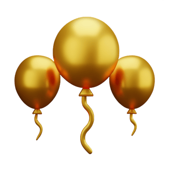gold balloons 3d rendering icon illustration png