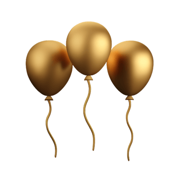 gold balloons 3d rendering icon illustration png