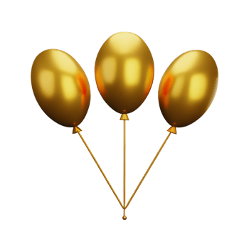 gold balloons 3d rendering icon illustration png