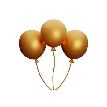 gold balloons 3d rendering icon illustration png