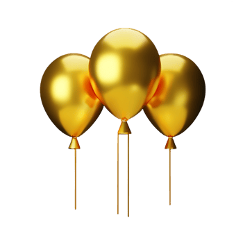 gold balloons 3d rendering icon illustration png