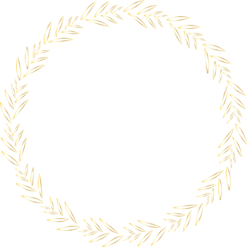 Decorative round Leaves gold frames hand drawn, Vintage laurel wreath, Transparent background png