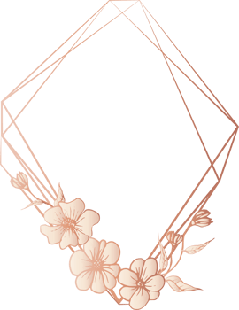 Pink gold geometric frame floral illustration, Transparent background png