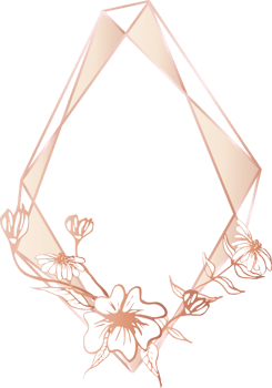 Pink gold geometric frame floral illustration, Transparent background png