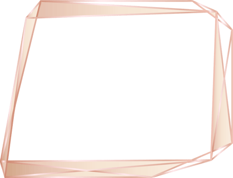 Pink gold geometric frame floral illustration, Transparent background png