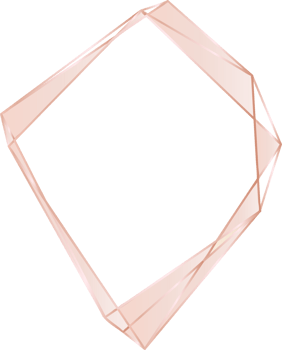 Pink gold geometric frame floral illustration, Transparent background png
