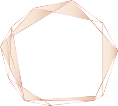 Pink gold geometric frame floral illustration, Transparent background png