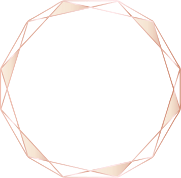 Pink gold geometric frame floral illustration, Transparent background png