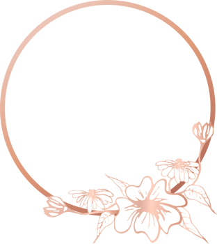 Pink gold circle floral frame illustration, Transparent background png
