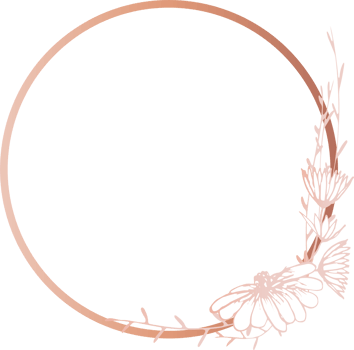 Pink gold circle floral frame illustration, Transparent background png