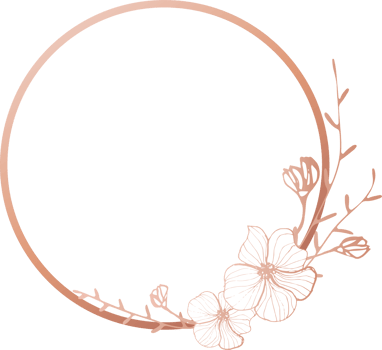 Pink gold geometric frame floral illustration, Transparent background png