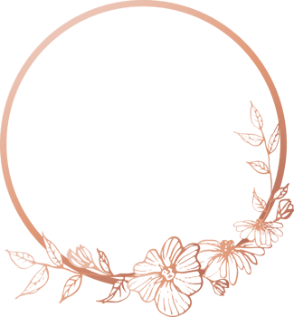 Pink gold geometric frame floral illustration, Transparent background png