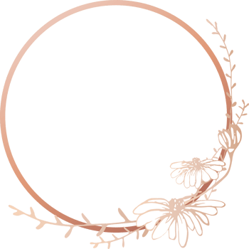 Pink gold circle floral frame illustration, Transparent background png