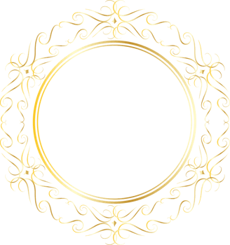 Dividers round gold frames for decoration, Transparent background png