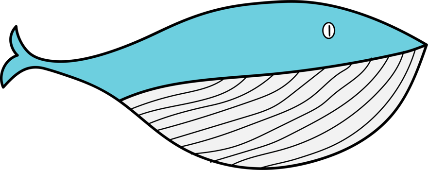 Cute whale cartoon illustration on transparent background. png