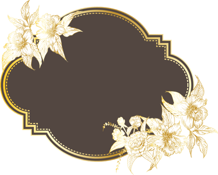 Vintage frame with hand drawn floral. png