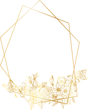 Golden geometric wreath frame with floral. png
