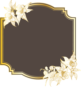 Vintage frame with hand drawn floral. png