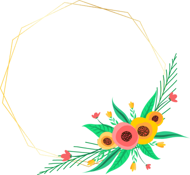 Golden geometric wreath frame with floral. png