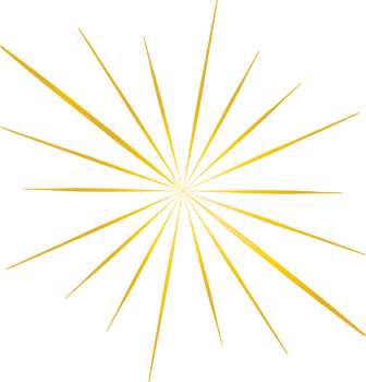 Golden sunburst doodle line art on transparent background. png