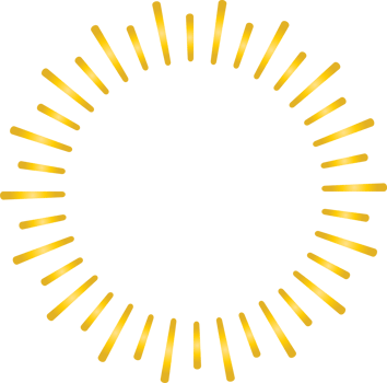 Golden sunburst doodle line art on transparent background. png