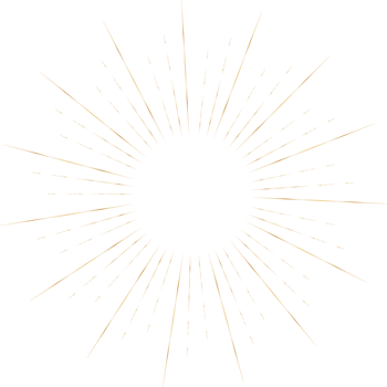 Golden sunburst doodle line art on transparent background. png