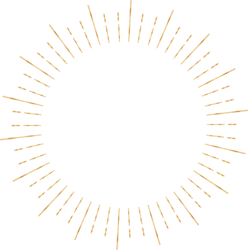 Golden sunburst doodle line art on transparent background. png