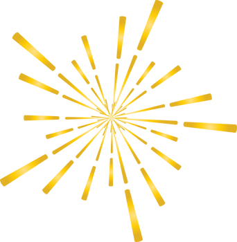 Golden sunburst doodle line art on transparent background. png