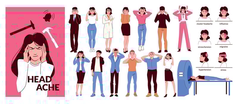 Headache Pain Icon Set vector