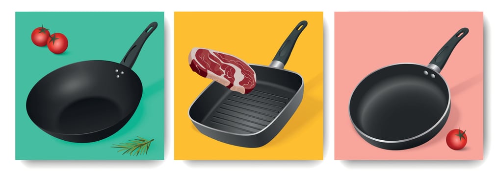 Pan Dishes Realistic Illustrations vector