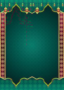 Arabic islamic ramadan kareem ornamental flyer banner with ramadhan lantern eid al fitr background vector