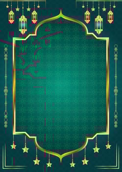 Arabic islamic ramadan kareem mandala ornamental flyer banner with ramadhan lantern eid al fitr background vector