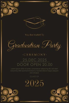 Elegant graduation invitation template with ornament vector