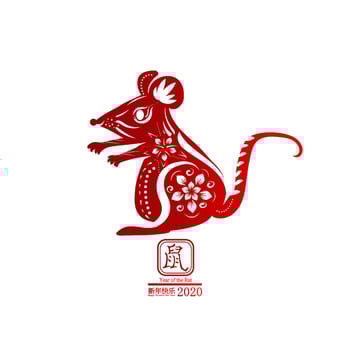 illustration of Happy chinese new year 2020.Year the Rat zodiac sign,flower and asian elements decoration with gold-red. paper cut art craft style on Background for greetings card, invitation. vector