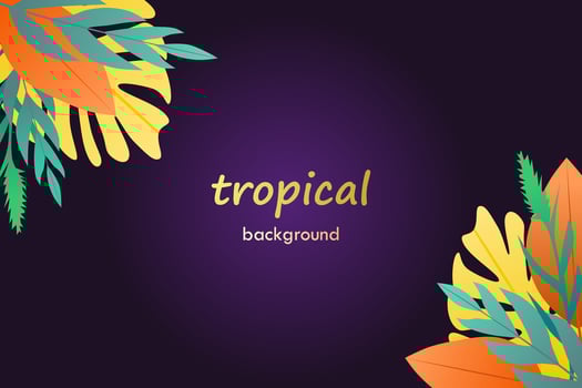 Tropical vector background with colorful leaves. Abstract foliage and botanical background.