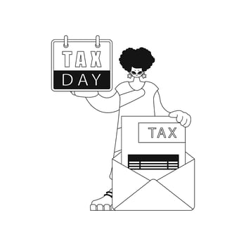 Girl holds calendar and letter notifying her of taxes. illustration. vector