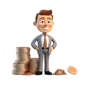 AI generative 3D rich man, business man cartoon character png