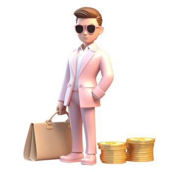 AI generative 3D rich man, business man cartoon character png