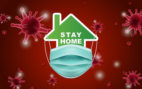 Stay home stay.Eco Environment stay safe with home icon against virus.Protective mask concept of quarantine and stay home. COVID-19 Awareness.Space for your text banner website vector.illustration vector