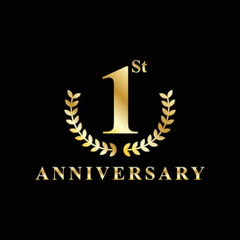 1st anniversary gold element logo design vector template