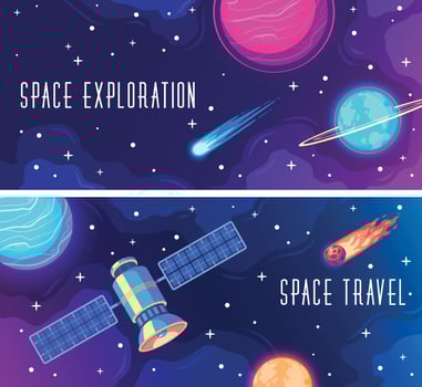 Space Exploration Banners Set vector
