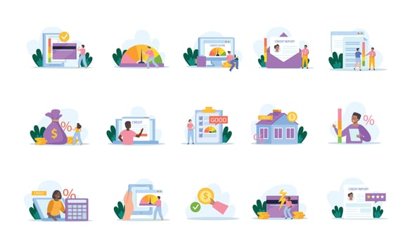 Credit Score Icons Collection vector