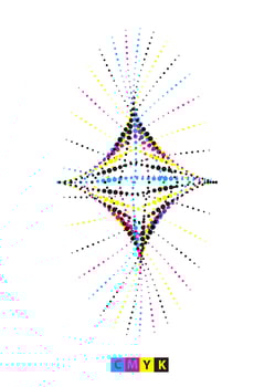 a colorful star with cmyk dots , background with a star, a colorful abstract design with dots, abstract cmyk halftone dots, abstract halftone dot wave vector illustration, 3d graphic of a symbol
