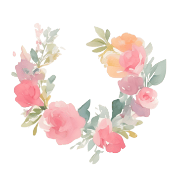 Pink flower watercolor flower wreath png