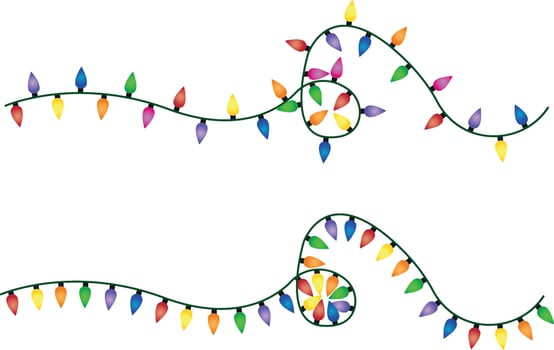 Christmas lights. Vector Christmas tree lights. Colorful xmas decorations for tree and house.
