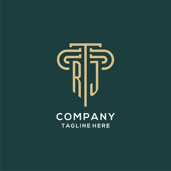 Initial RJ pillar logo, elegant and luxury law firm logo vector